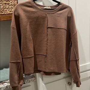 Stylish Brown Patchwork Sweatshirt